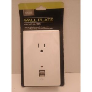 Living Solutions Charging Station With 2 USB Ports & 1 AC Outlet Wall Plate New